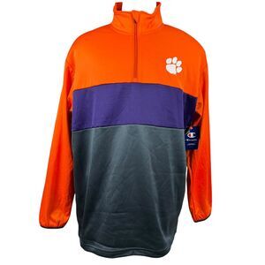 Champion Clemson Tigers 1/4 Zip‎ Pullover Sweatshirt Jacket Mens Size XL